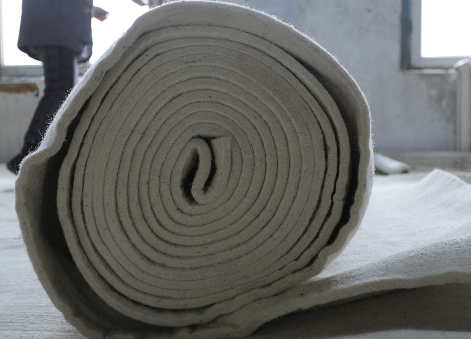 Rolled Sheep felt insulation for your Western Yurt